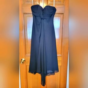 Formal Black Midi Chiffon Dress